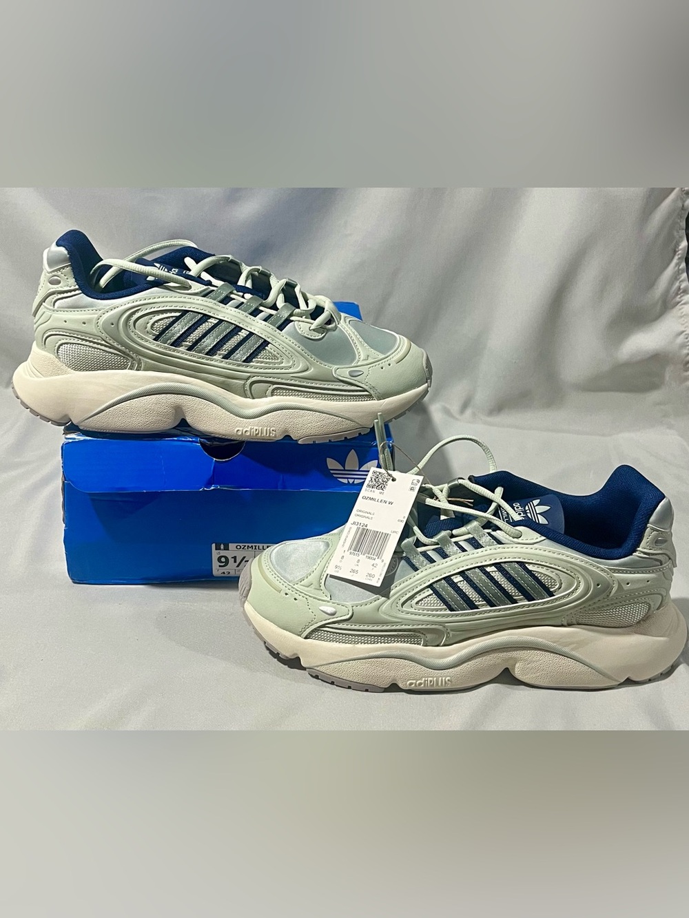adidas Women’s Ozmillen Sneaker in Light Blue and Navy